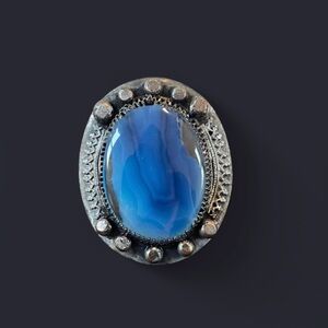 Blue Lace Agate + Copper Metal Ring
(Size 9)